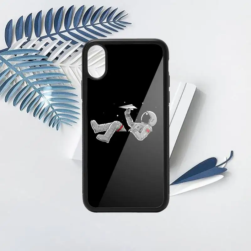 

Black With White Moon Stars Space Astronaut Phone Case PC for iPhone 11 12 pro XS MAX 8 7 6 6S Plus X 5S SE 2020 XR