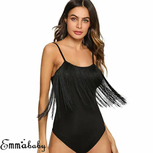 Сексуальный слитный купальник Hirigin с кисточками Женский однотонный без