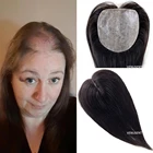 Натуральные человеческие волосы ПУ Topper для ЛЫСЫХ волос, натуральная кожа головы, Шелковый топ 13X1 3 см, стандартные топы, прямые волосы с 2 см Полиуретаном