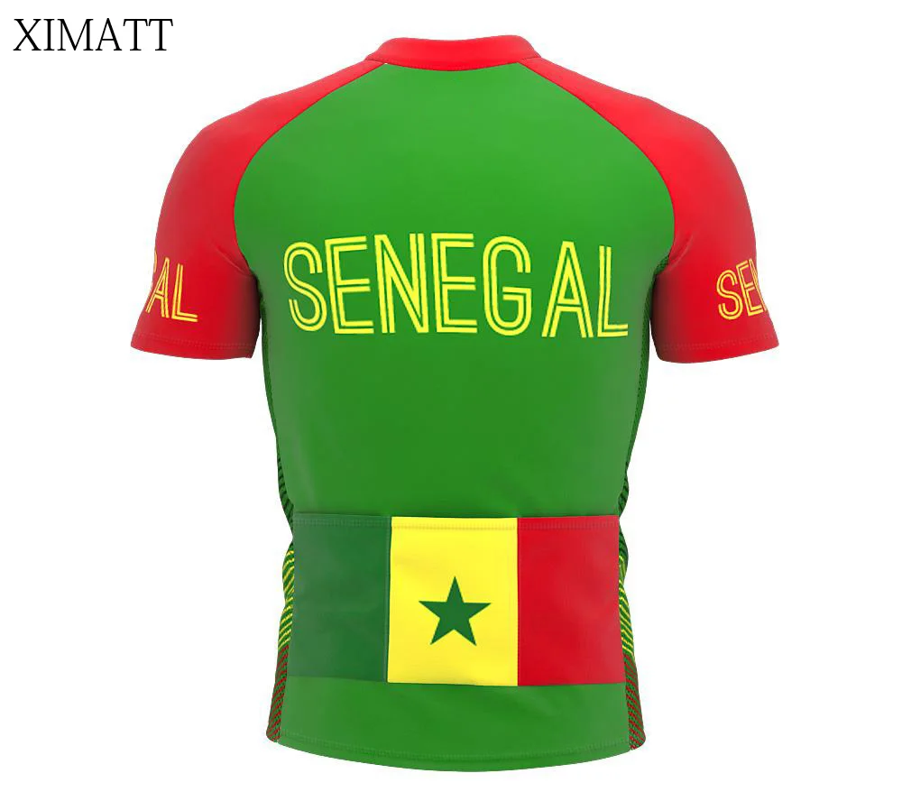 

XIMATT Brand 2021 New Senegal Green Football Net Breathable Short Sleeve Road Bike Cycling Jersey-Can Customize