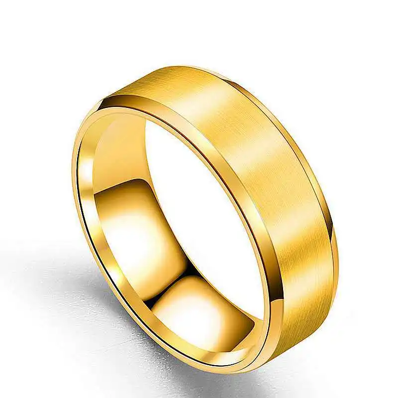 

WANGAIYAO new men's stainless steel double beveled frosted ring smooth brushed fashion temperament ring male