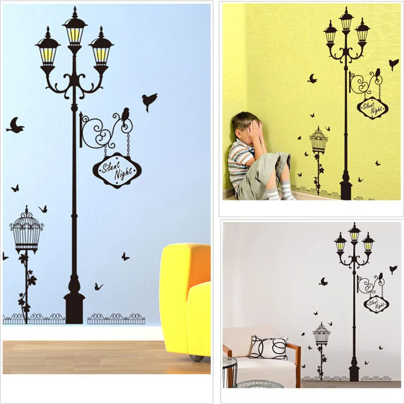 

Ancient lamp bird Wall Stickers Vinyl Living room Bedroom Sofa Background decoration Mural Art Decals home decor Wallpaper
