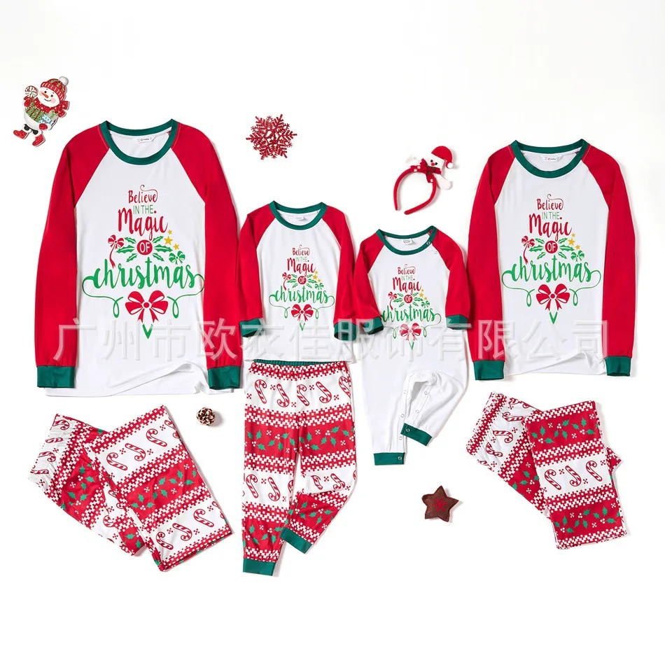 Одинаковые комплекты для семьи Рождественская одежда Пижама комплект