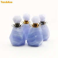 natural blue lace agates gems stone perfume bottle opened necklace essential oils diffuser pendants hand carved pendant jewelry