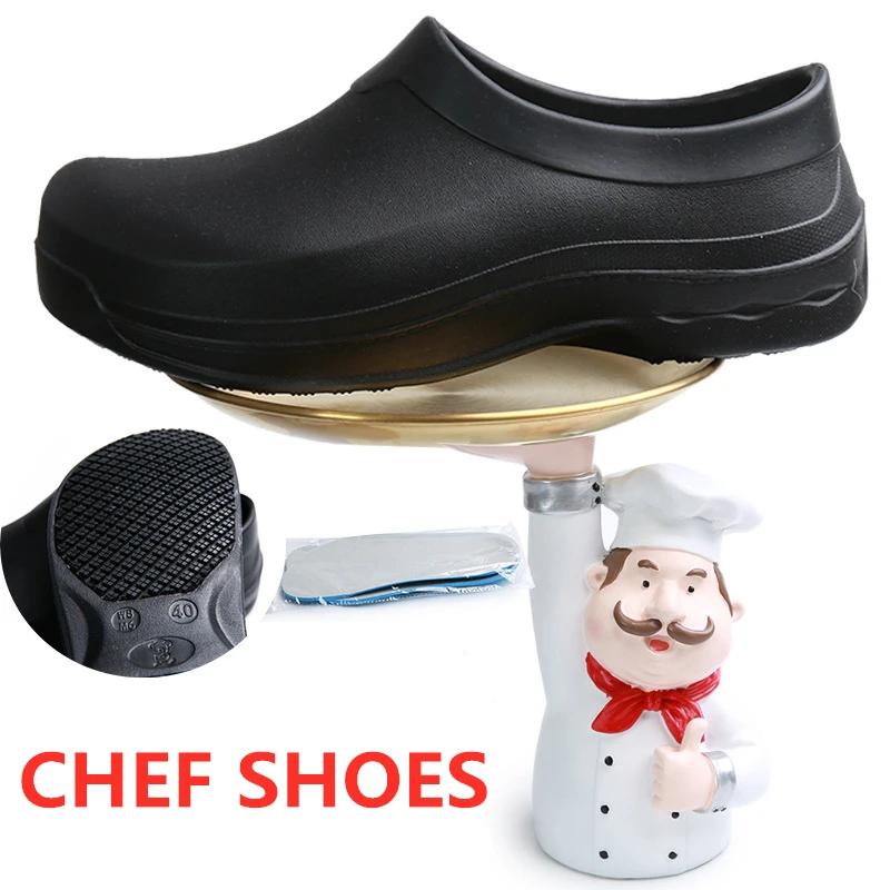 

New Arrivals Kitchen Work Shoes Antiskid Waterproof Oil-Proof Cook Chef Shoes Slip-On Resistant Safety Shoes Clogs Size 36-45