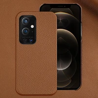 genuine litchi grain leather phone case for oneplus 9 pro 9r 8 pro 7 pro 6t 7t pro 5t 6 5 nord n100 one plus luxury back cover