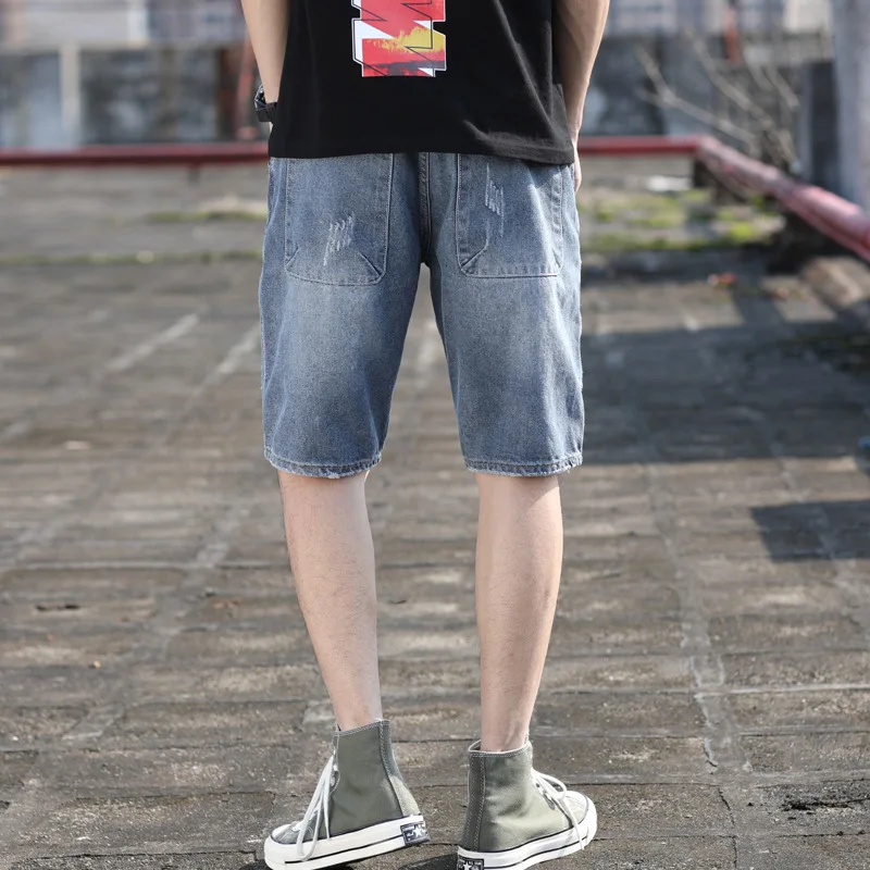 

Summer Soft Knee Length Mens Jeans Straight Leisure Plus Size Blue Pants Denim Mens Shorts 2021 Men Clothes OMP204003