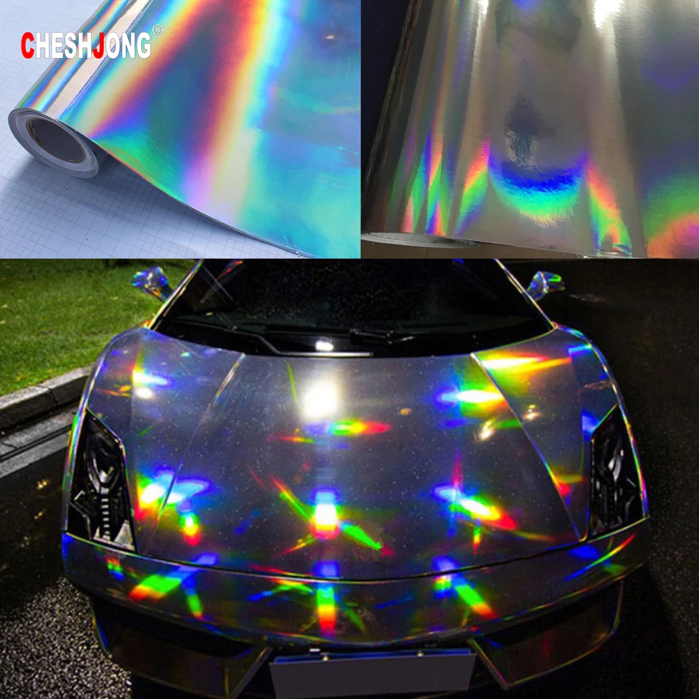 

152cm*20m Black Silver Chrome Laser Plating Car Stickers Holographic Vinyl Film Roll Bubble Free DIY Phone Laptop Car Styling
