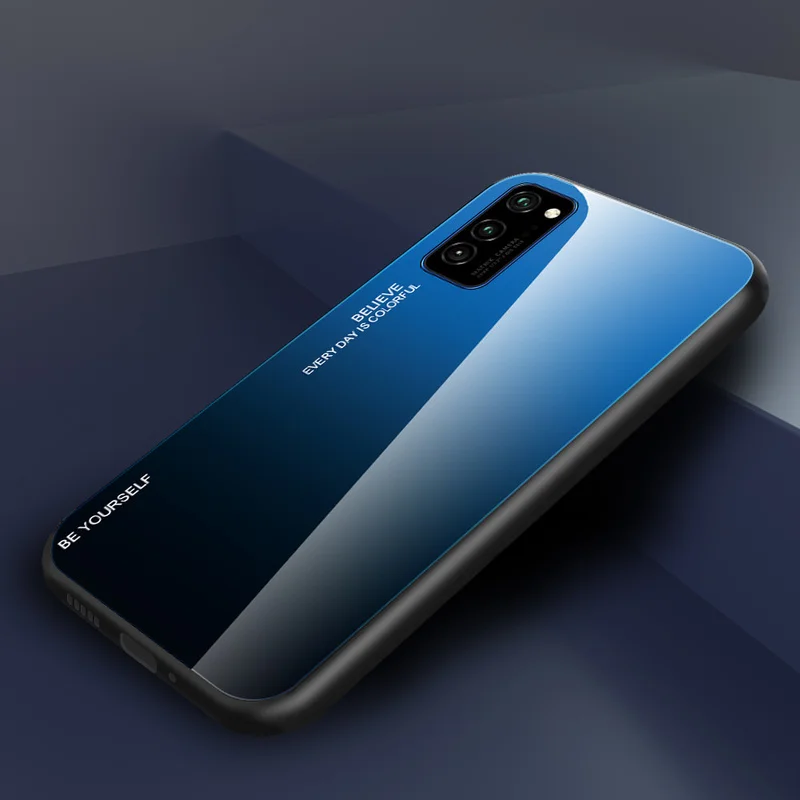 Tempered Glass Case for Huawei Honor 8X max 9X Pro 10 Lite V20 V30 30Pro X10 play 4tpro Glossy Bags Gradient Colorful Phone Capa | Мобильные