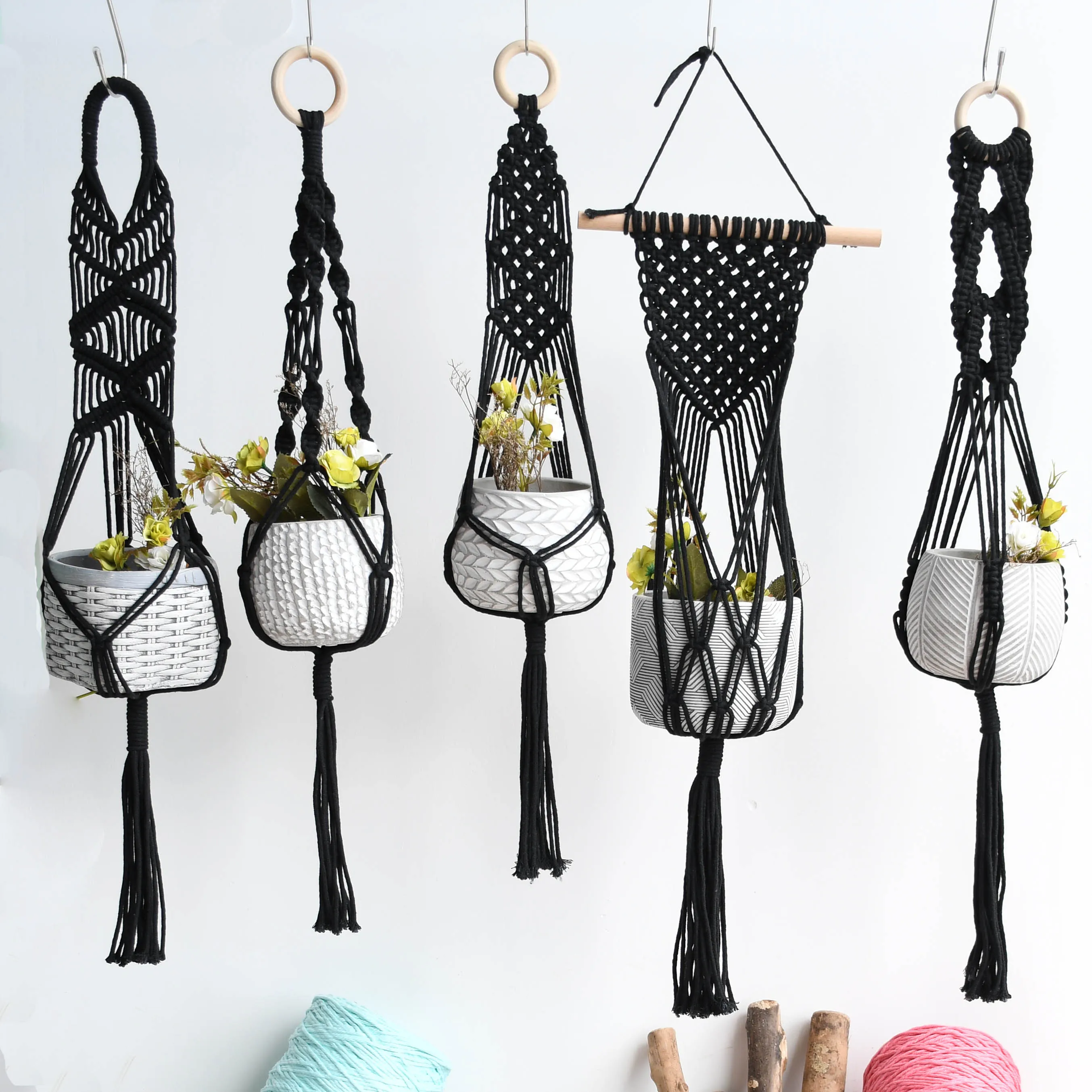 

New arrival 100% handmade macrame plant hanger pot tray pot hanger