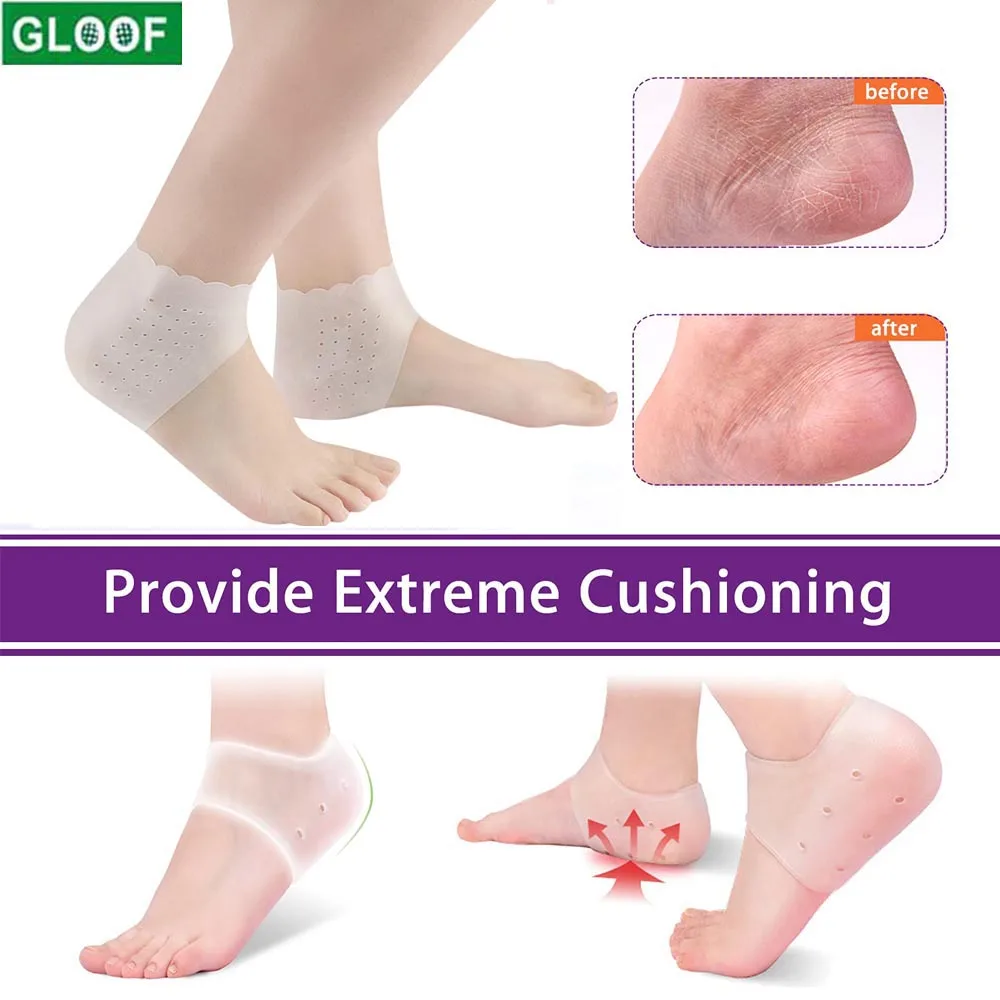 

2Pcs New Silicone Feet Care Socks Breathable Gel Heel Thin Socks with Hole Cracked Foot Skin Care Protectors Foot Care Tool Pain