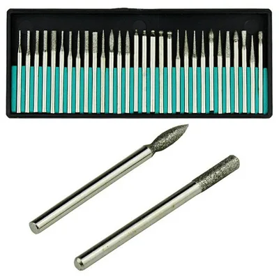 

30 шт., алмазный шлифовальный станок с хвостовиком 2,35 мм, 3,0 мм