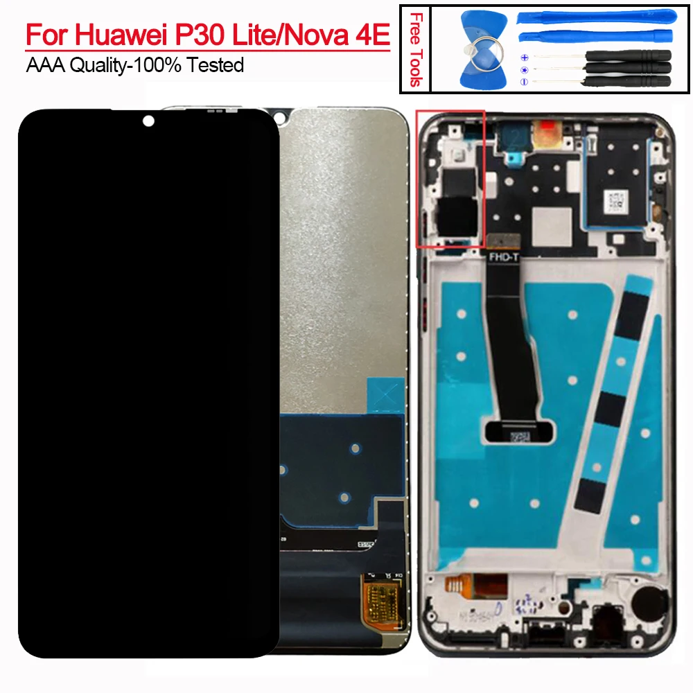 ЖК дисплей для Huawei P30 Lite с сенсорным экраном и дигитайзером в сборе рамкой ремонта