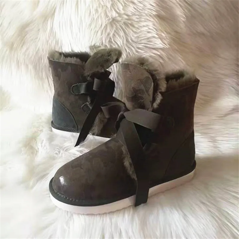 Пикантная камуфляжная Классическая обувь из 100% натурального меха Mujer Botas