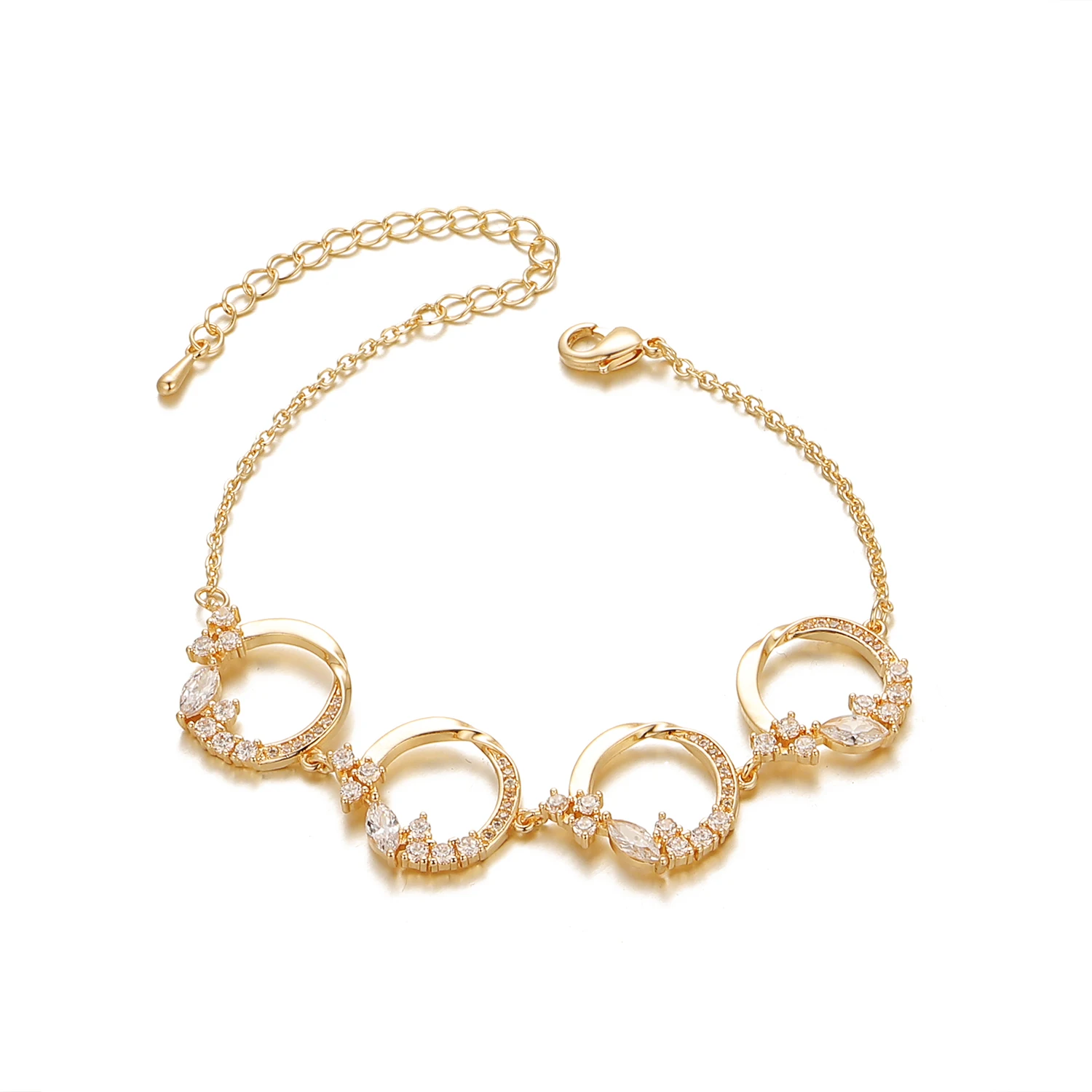 

2021 New Arrival Crystal Bracelet Femme Copper Gold Multicolor Crystal Chain Charm Bracelets for Women Girls Jewelry