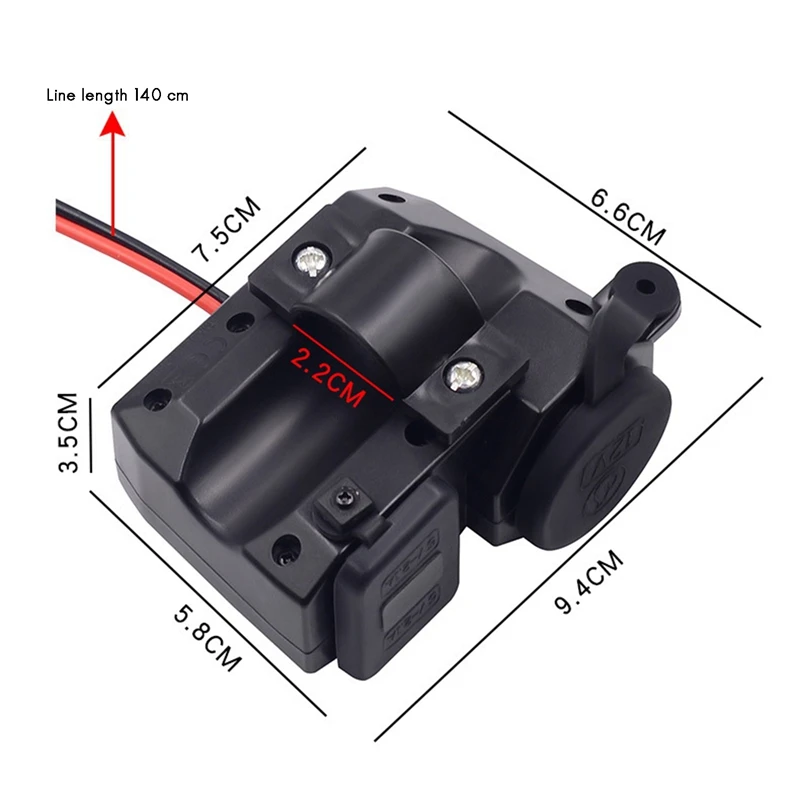 

Motorcycle Charger Output Dual USB Socket Outlet Design with Waterproof Independent Switch Voltmeter