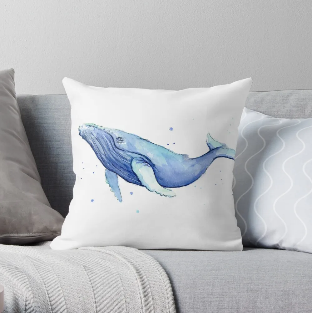 

Humpback Whale Blue Watercolor Painting Throw Pillow Pillowcase Cushion Cover Home Decorative Sofa Pillow Cover Cushion Cover