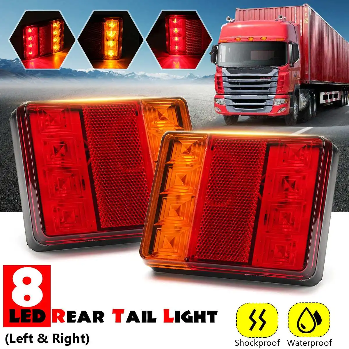 

2pcs 12V LED Car Truck Tail Light Taillight Rear Light Brake Signal Indicator Marker for Camper Trailer Lorry Bus Caravans Boat