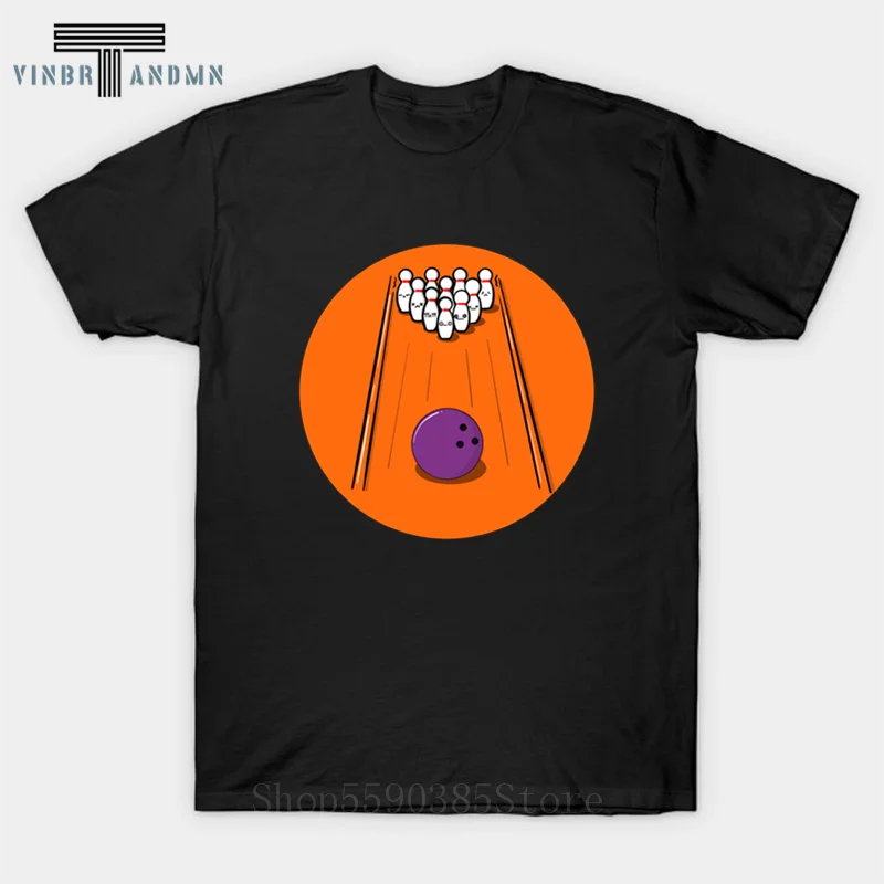 Боулинг булавки мяч Футболка винтажный дизайн искусство для Bowlers мужская