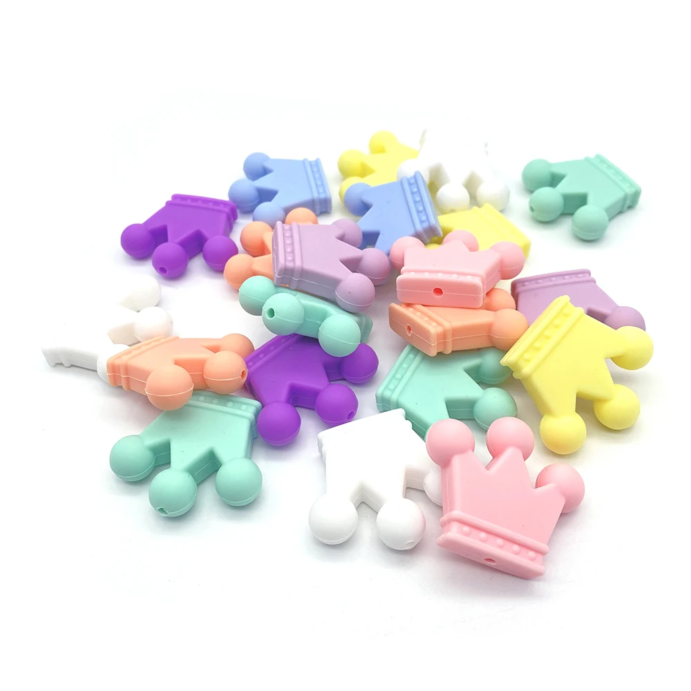 

20pcs Silicone Beads Baby Teething Beads Crown Food Grade Chewing Dummy DIY Toy Teethers Necklace Nurse Jewelry Making Parts