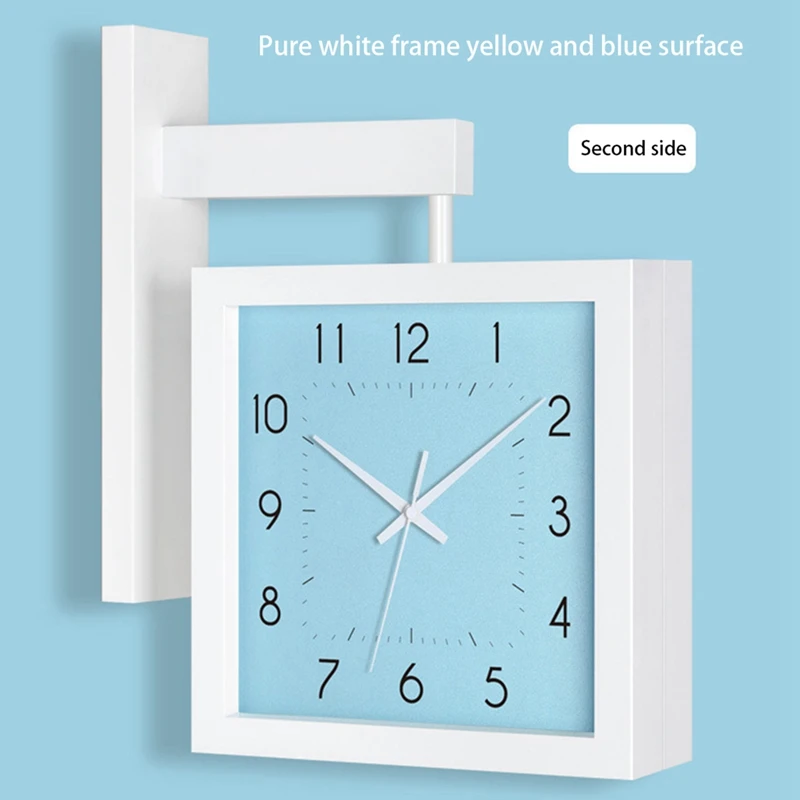 

Double-Sided Wall Clock Solid Wood Clock Simple Creative Fashion Double-Sided Side Wall Watch Mute