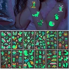 10 шт.лот светящиеся Детские временные Временные татуировки, темные светящиеся животные, мультяшный автомобиль, Сказочная Русалка, космос, тигр, детские наклейки