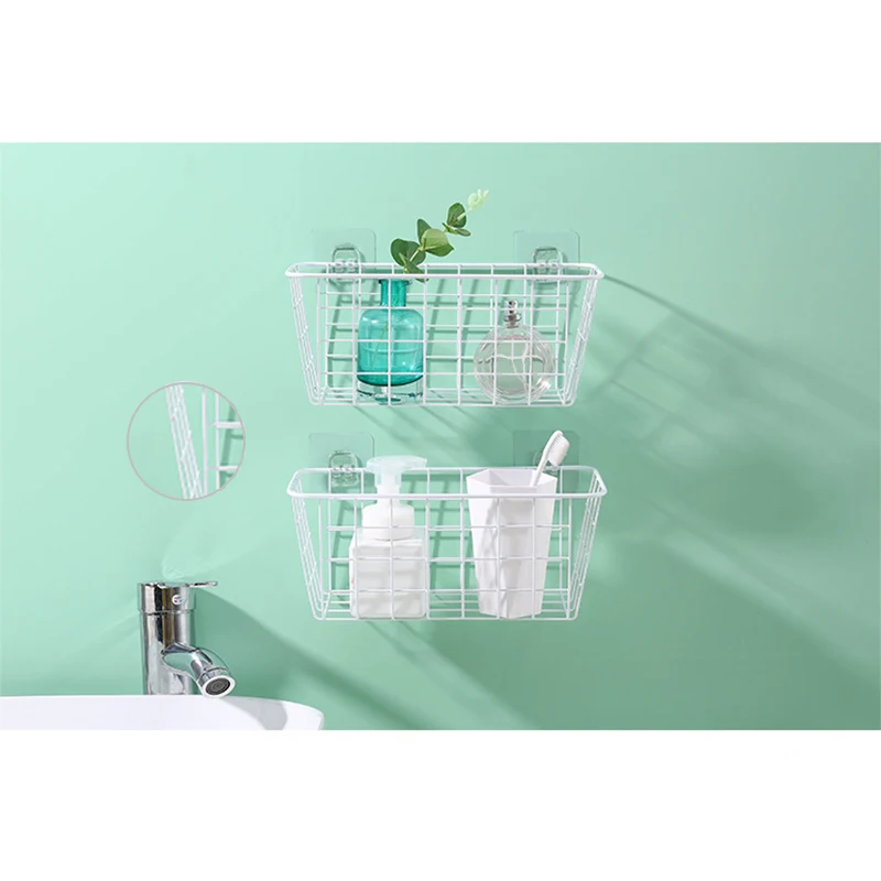 

Storage Basket Wear Resistant And Durable Bathroom Kitchen Storage Organization Storage Basket Rectangular Box Easy to Install