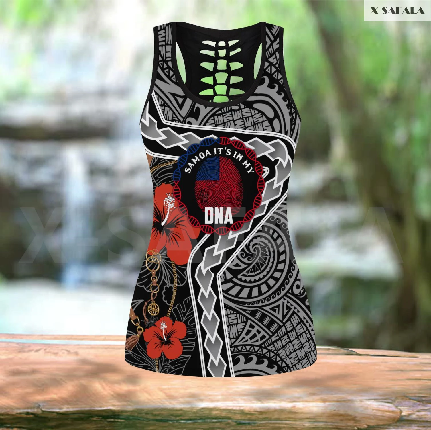 

Polynesia Samoa Tattoo 3D Printed Women Yoga Set Combo Hollow Out Tank Top Legging F23 Vest High Waist Gym Sport Elastic