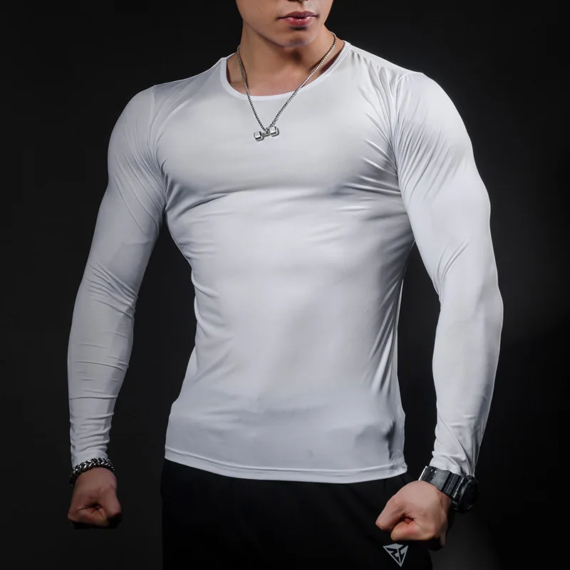 Spring Long-sleeved Fitness Clothing Men's Sports  Training Clothing Wicking High-elastic Tight-fitting Running T Shirt