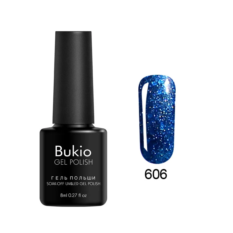 Bukio Алмазный Гель-лак для ногтей Блестящие Блестки УФ-гель светодиодный лак замачиваемый Полупостоянный Блестящий розовый золотой лак для ногтей - Цвет: 606