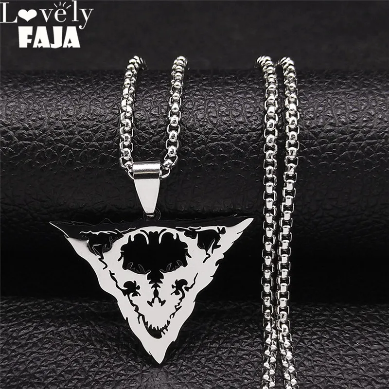 

Stainless Steel Triangular Satan Sheep Head Pendant Necklaces Silver Color Necklace Women/Men Jewelry collier homme N1188S03
