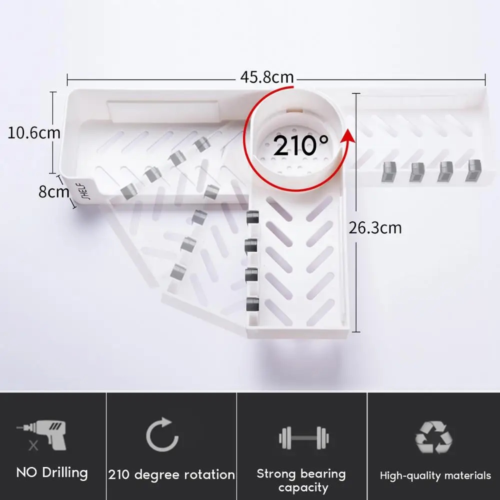 

Bathroom Shelf Corner Shelves Shampoo Holder Kitchen Storage Rack Mess Shower Organizer Wall Holder Space Saver Household Items