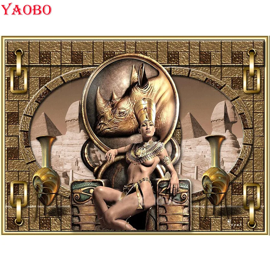 

Картина из круглых страз с изображением египетской королевы, 5d Алмазная мозаика "сделай сам", квадратные стразы, вышивка крестиком, домашний...