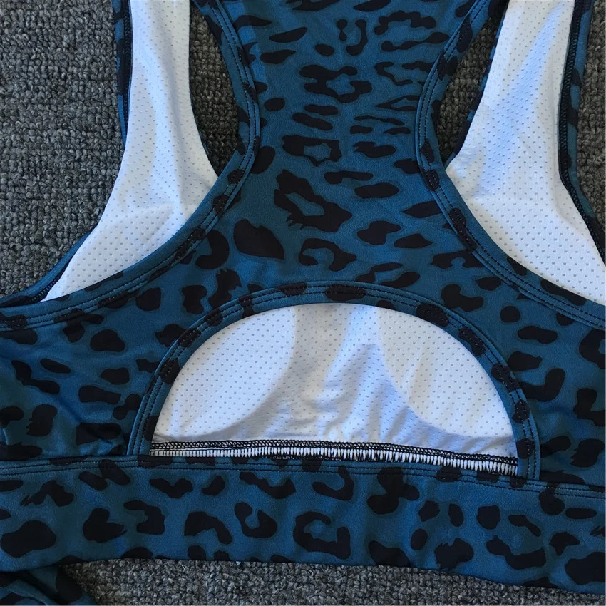 

2021 Pad Blue Leopard Women Yoga Sets Fitness Ensemble GymWear Running Clothing Tracksuit Sportswear 2Peice Workout Sport Suit