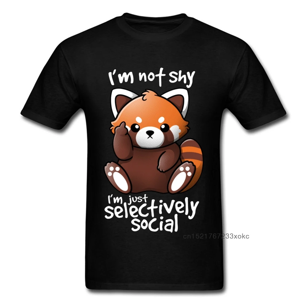 Футболка SHY RED PANDA Мужская забавная футболка летняя с рисунком енота Симпатичные