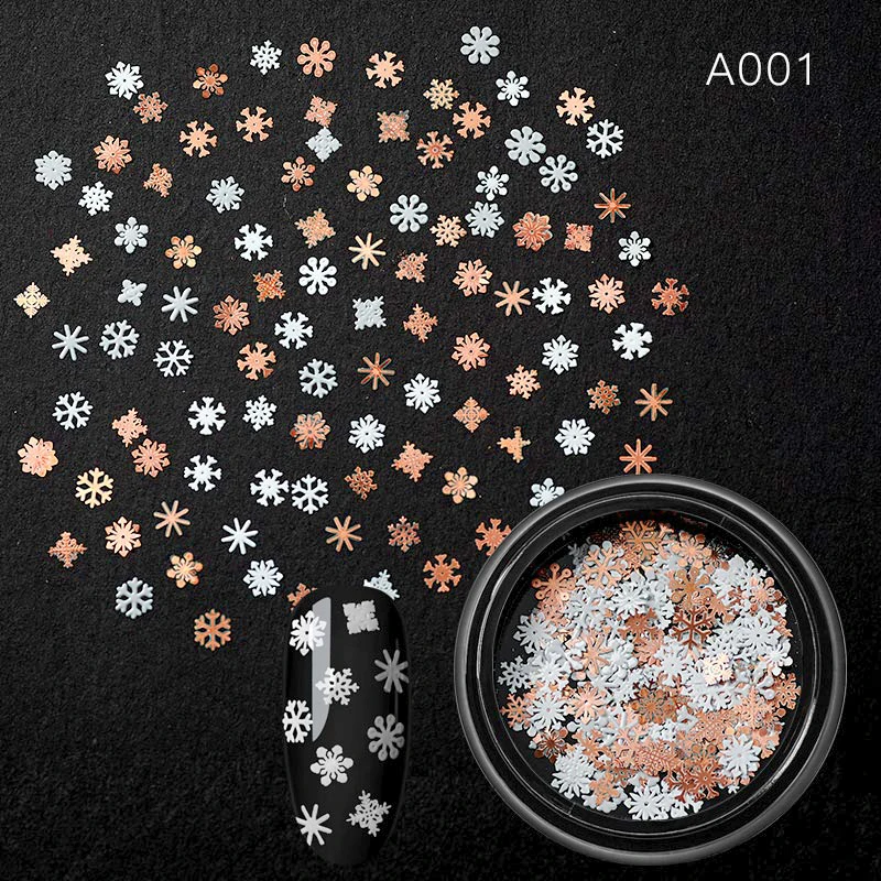 1 коробка выдалбливают золотые блестки для ногтей снежные хлопья смешанный