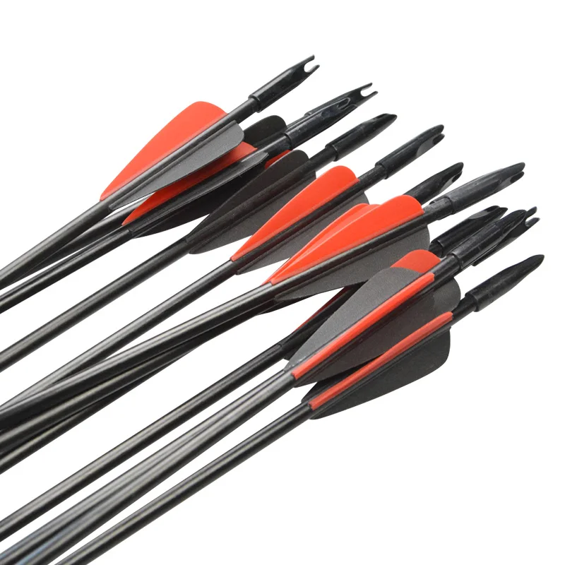 

12pcs Archery Fiberglass Arrow 31.5Inch with Black and Red Color for Recurve/Traditional Bow Shooting Hunting Accessories