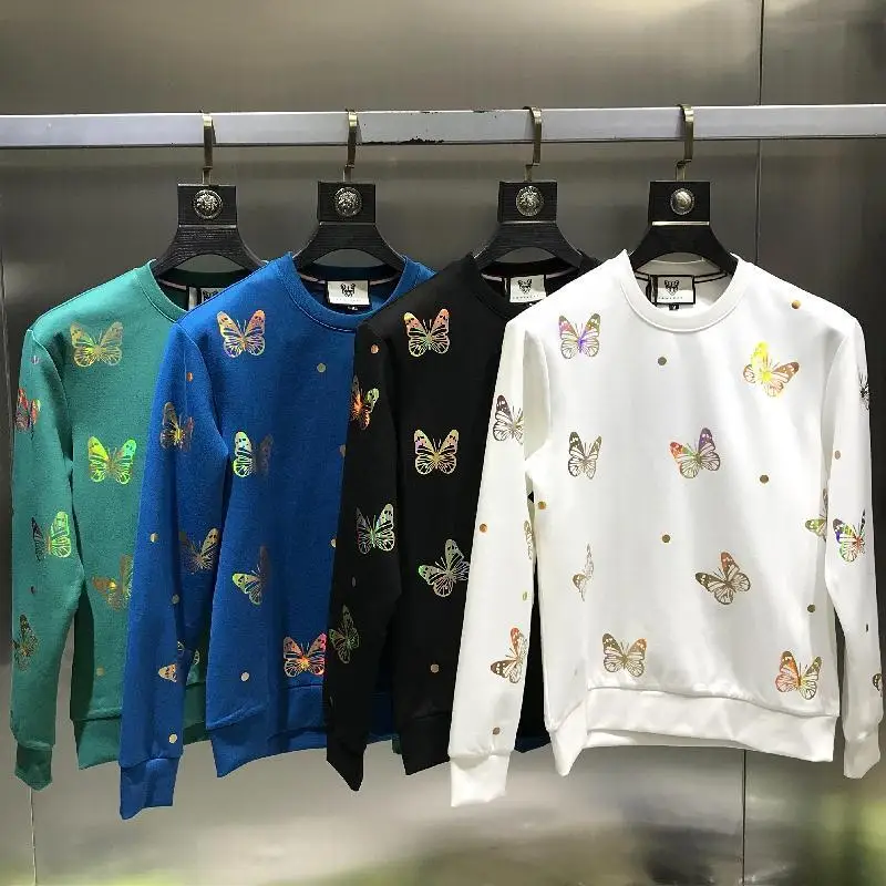 

Fall/Winter 2021 Men's Hip Hop Street Sweatshirt Casual Round Neck Fashion Butterfly Pattern Slim Pullover