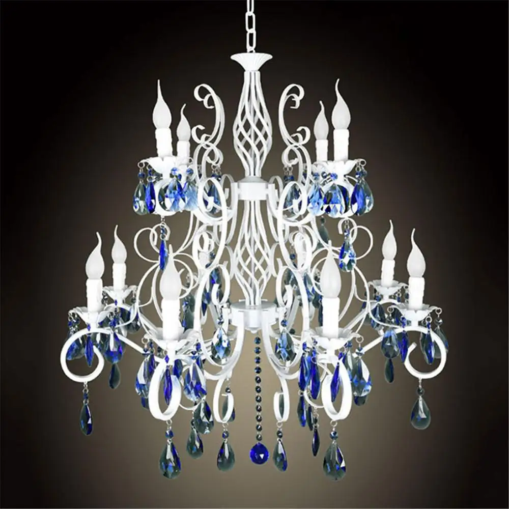 Новая роскошная рустикальная люстра из кованого железа хрустальная E14 * 12 шт.