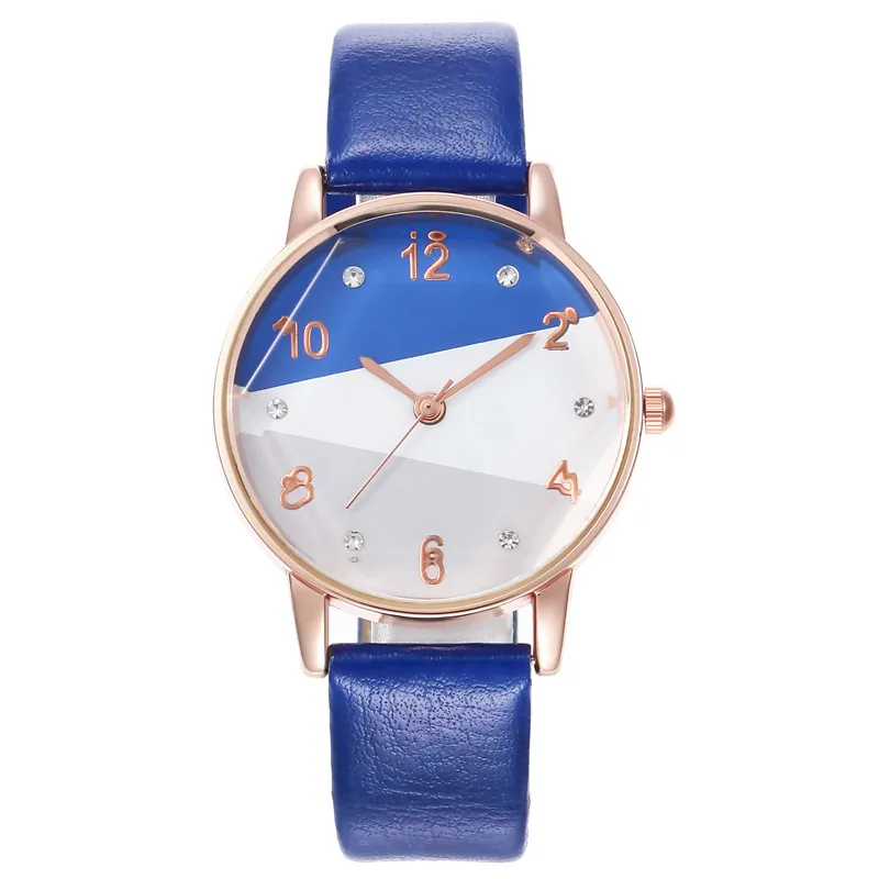 

New leisure originality three color glass thin strap quartz watch for women Diamond Wristwatch