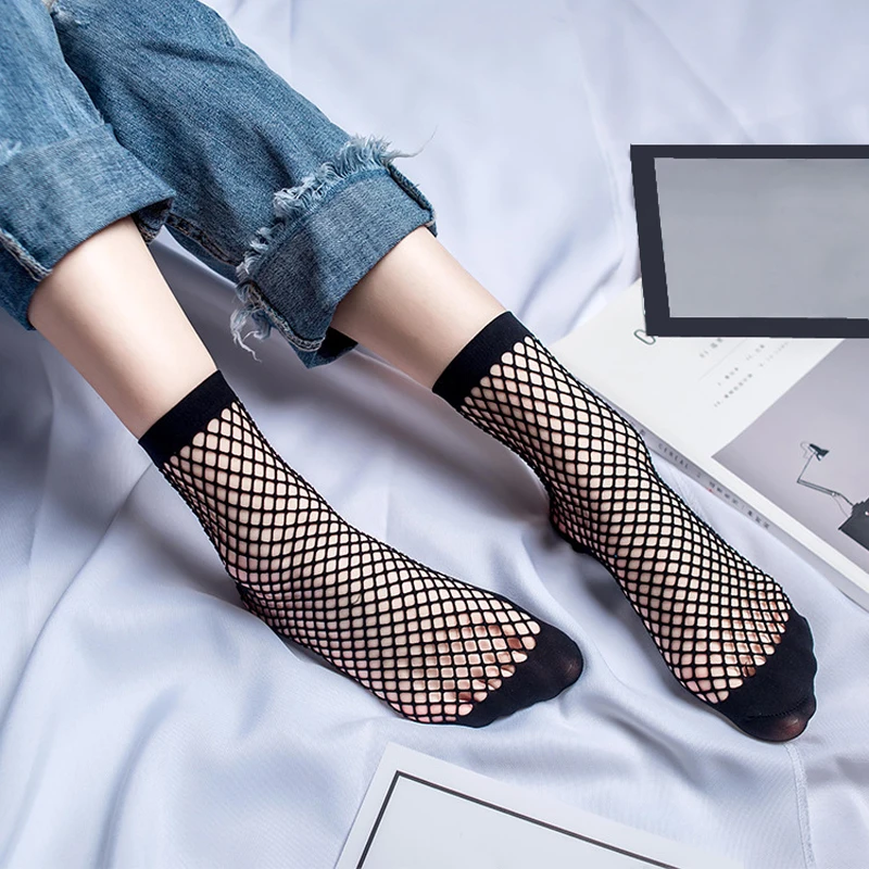 

1 Pair Sexy Black Mesh Thin Women Socks Breathable Soft Harajuku Fashion Casual Wild Punk Socks Summer