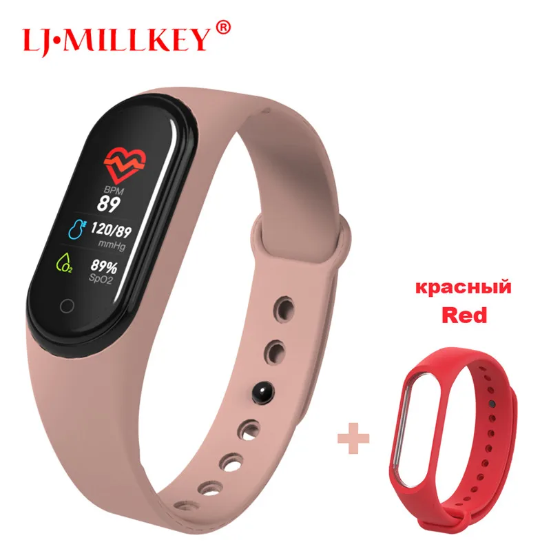 M4Pink-Red Умный Браслет Интеллектуальный трекер активности M4 умный Браслет Смарт-браслет 4 пульсометр фитнес-трекер умные часы для мужчин и женщин - Цвет: M4Pink-Red