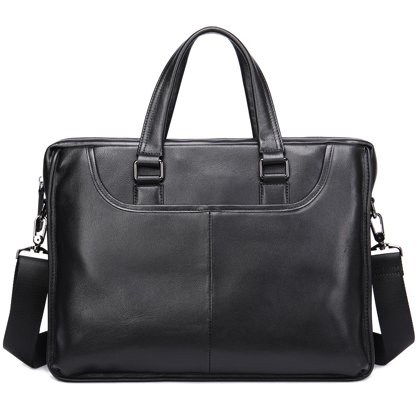 

Мужской черный деловой портфель для ноутбука из натуральной кожи