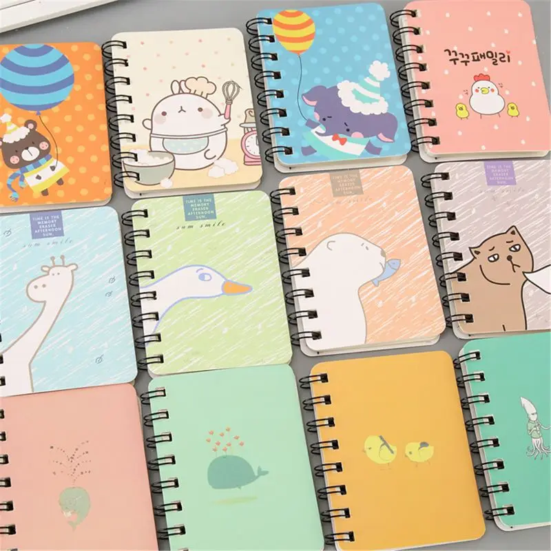 

A7 Cartoon Animal and Plant Rollover Coil Learning Goods Small Notebook Pocket Mini-portable Notebook