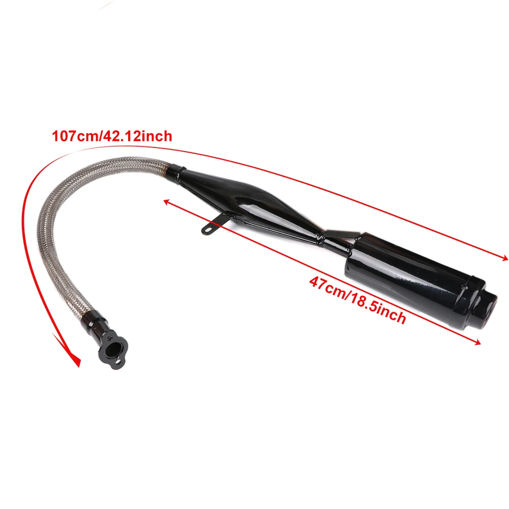 Черная Серебристая гибкая труба глушителя Viper для 80cc велосипедных газовых