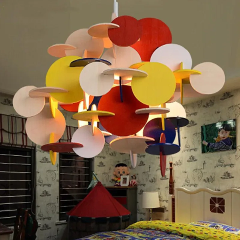 Modern Loft Multicolor DIY Wood Pendant Light Creative Italy Designer Kid's room Hanging Led Fixtures Free Shipping | Лампы и