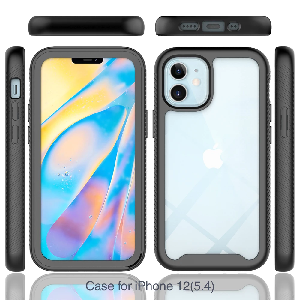 

360 Phone Case For Motorola P40 One Action Marco Vision Zoom Pro E E6S 2020 Color Border Shockproof Transparent Protection Cover