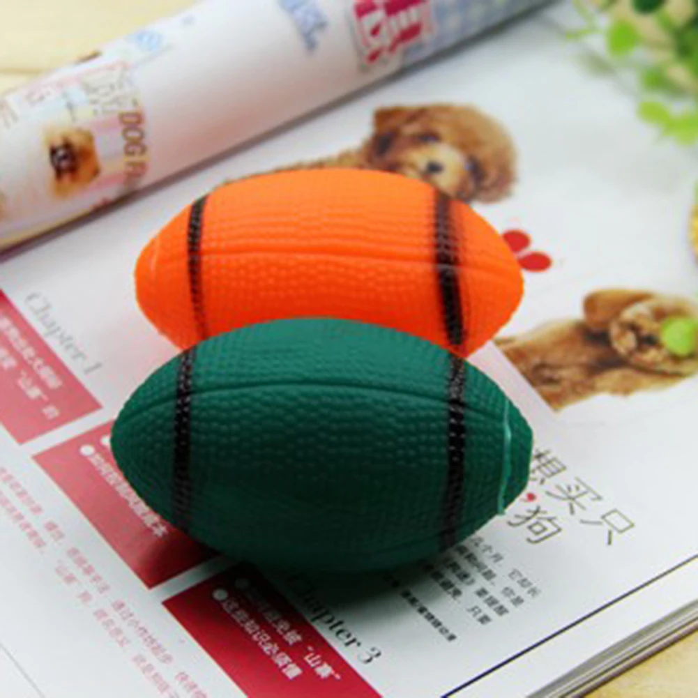 1pc Pet Puppy Chew Bite Rugby Ball Squeaker Squeaky Training Sound Toy Dog Gift | Дом и сад
