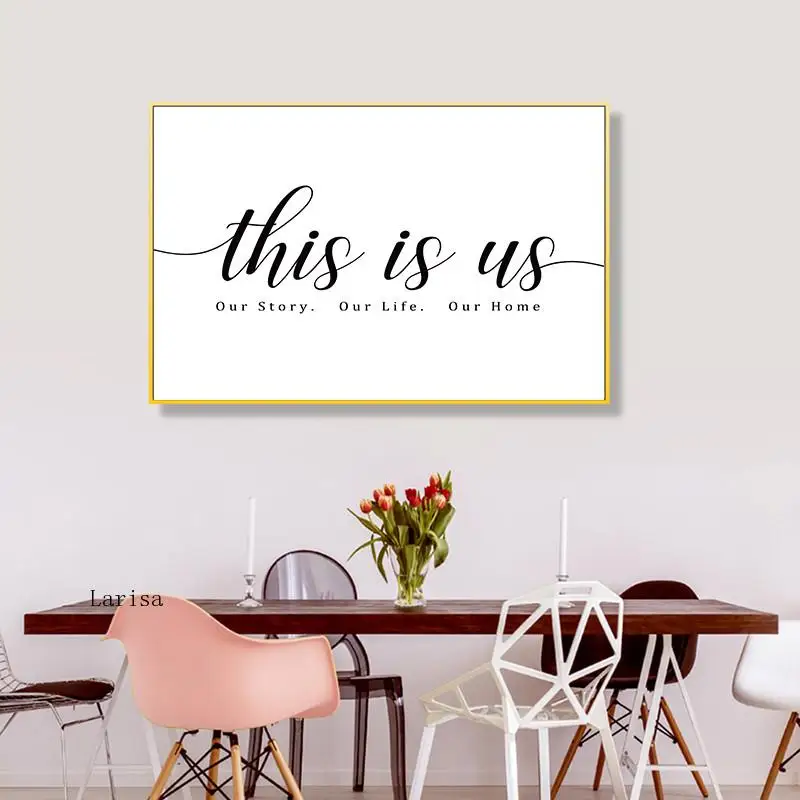 

This Is Us Black and White Wall Art Canvas Paintings Print Minimalist Poster Picture for Living Room Bedroom Modern Home Decor