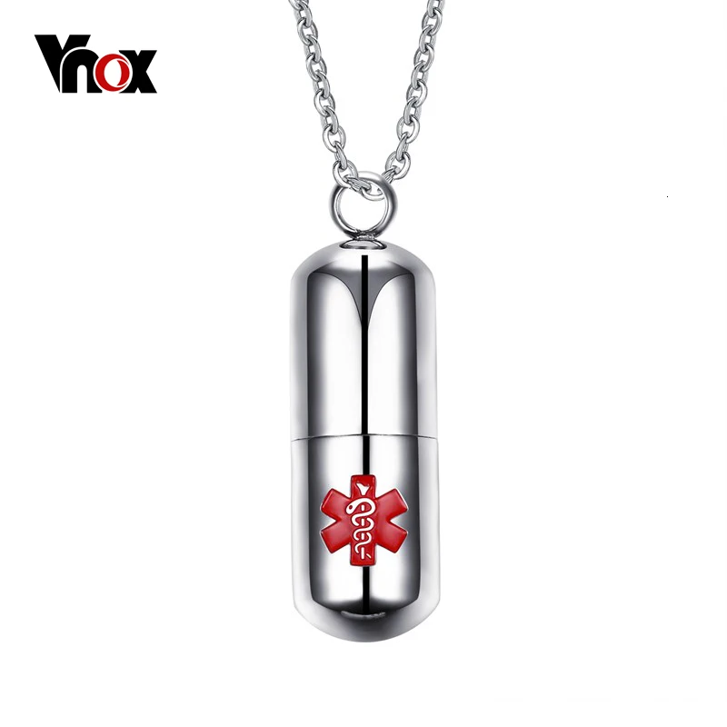 Vnox Нержавеющая сталь Pill Форма контейнер держатель открываемые бутылки Ожерелья и подвески